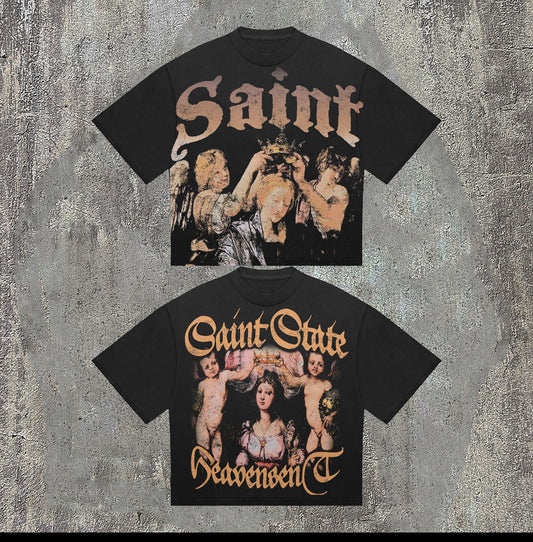Saint state oversized tee cropped